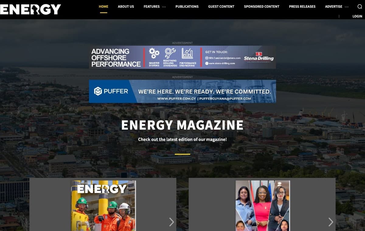 Energy Guyana homepage screenshot