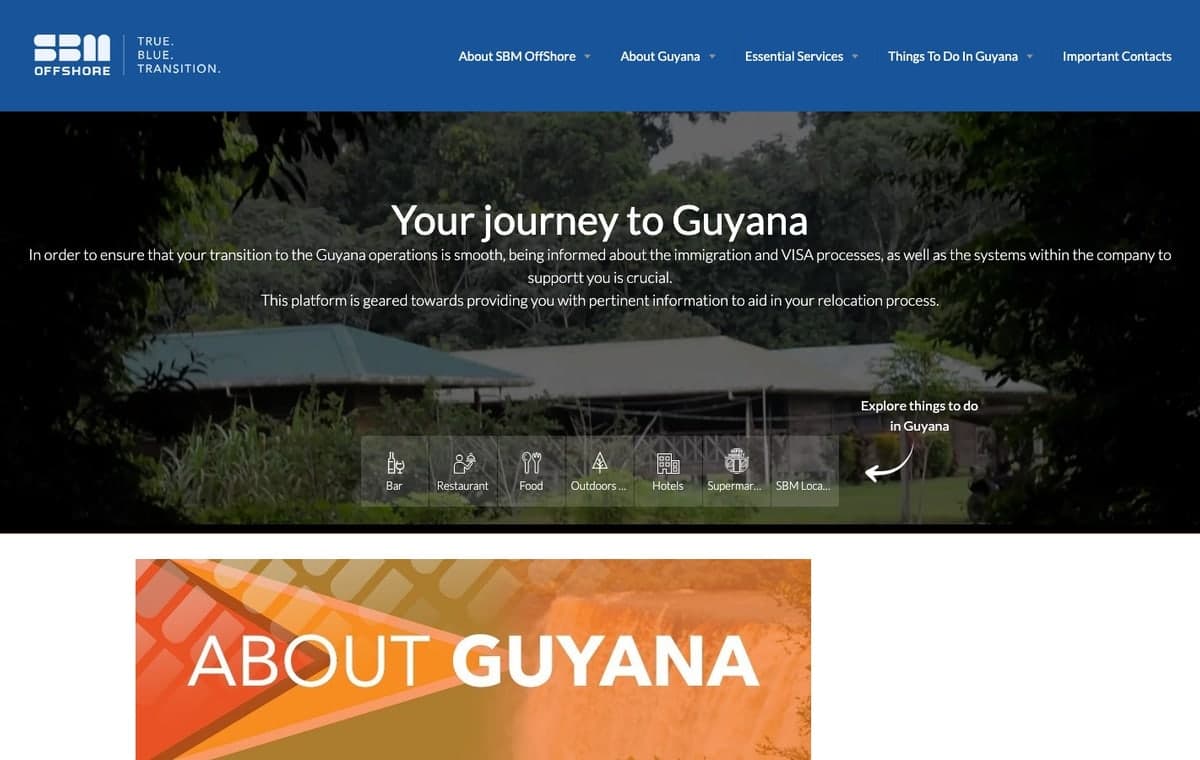 Explore Guyana homepage screenshot