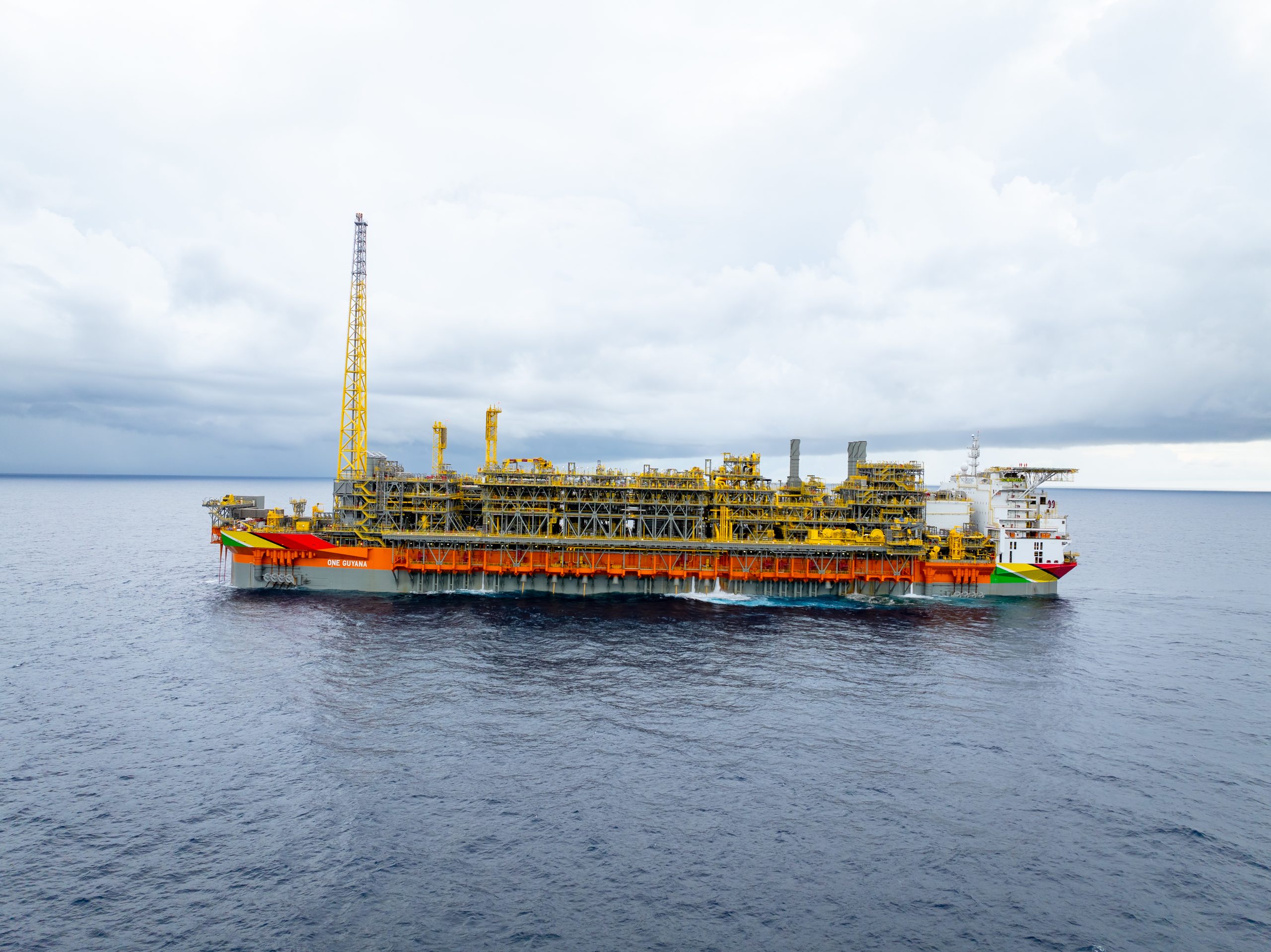 Aerial photograph of the ONE GUYANA FPSO offshore Guyana